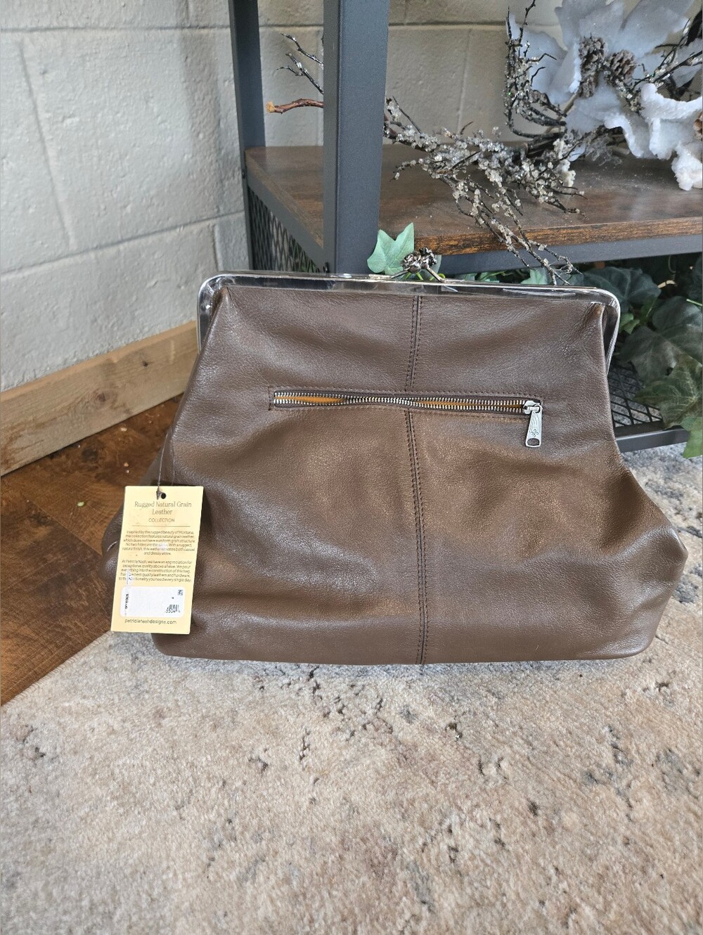Patricia Nash Brown Leather Kiss-Lock Frame Tote - Picture 6 of 10